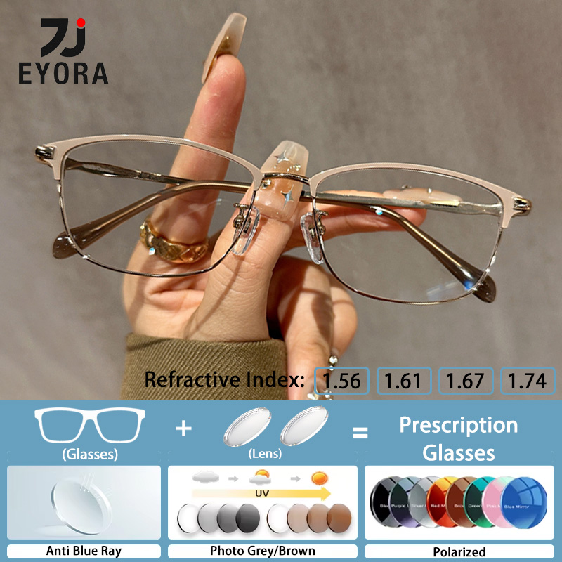 EYORA Ultralight Metal Oval Full Rim Reading Glasses Myopia Eyewear Hyperopia Anti Blue Ray Progressive Photochromic Eyewear