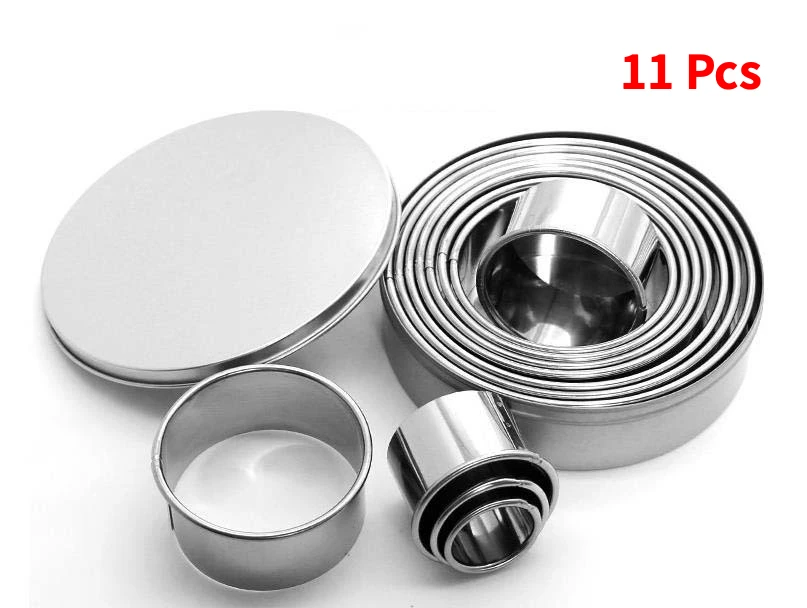 11 pz/set Stampo per biscotti alla frutta Forma rotonda Design a scatola Mini Stampo in acciaio inossidabile Biscotto Torta fondente Strumenti di decorazione fai da te