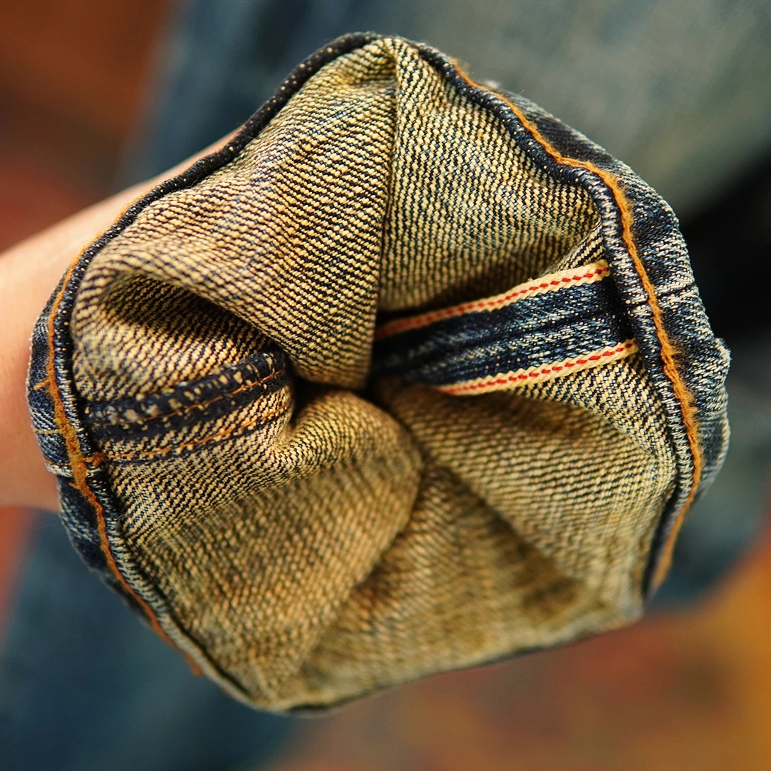 Celana Jeans Denim Selvedge Berat 22oz Katun Dicuci Model Regular Straight Pria Gaya Retro Amerika Kasual Musim Gugur Musim Dingin Tebal 5KM