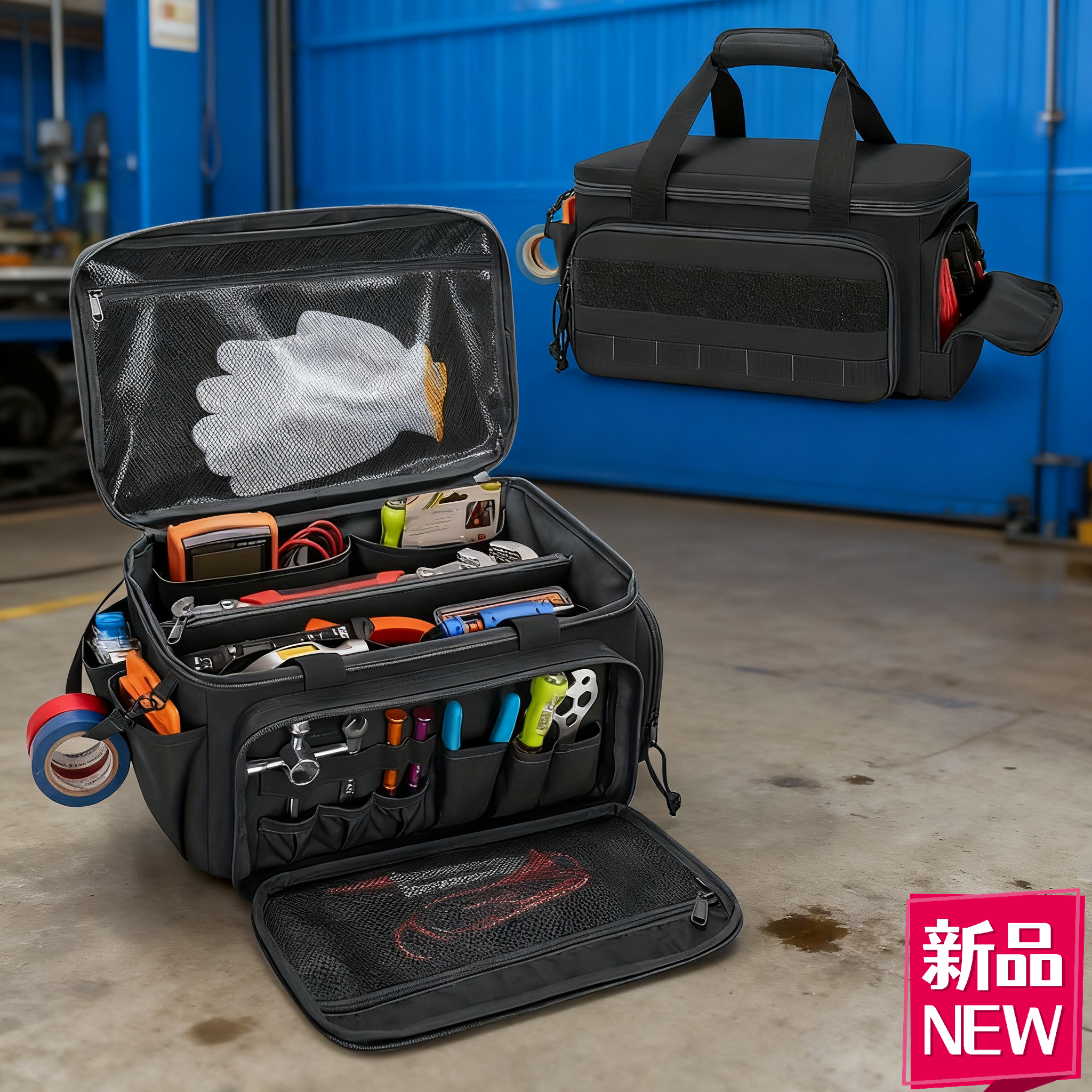 Sac de rangement d'outils à poignée Portable, sac de rangement multifonctionnel de grande capacité pour pinces, ciseaux, marteau, charpentier, accès aux outils