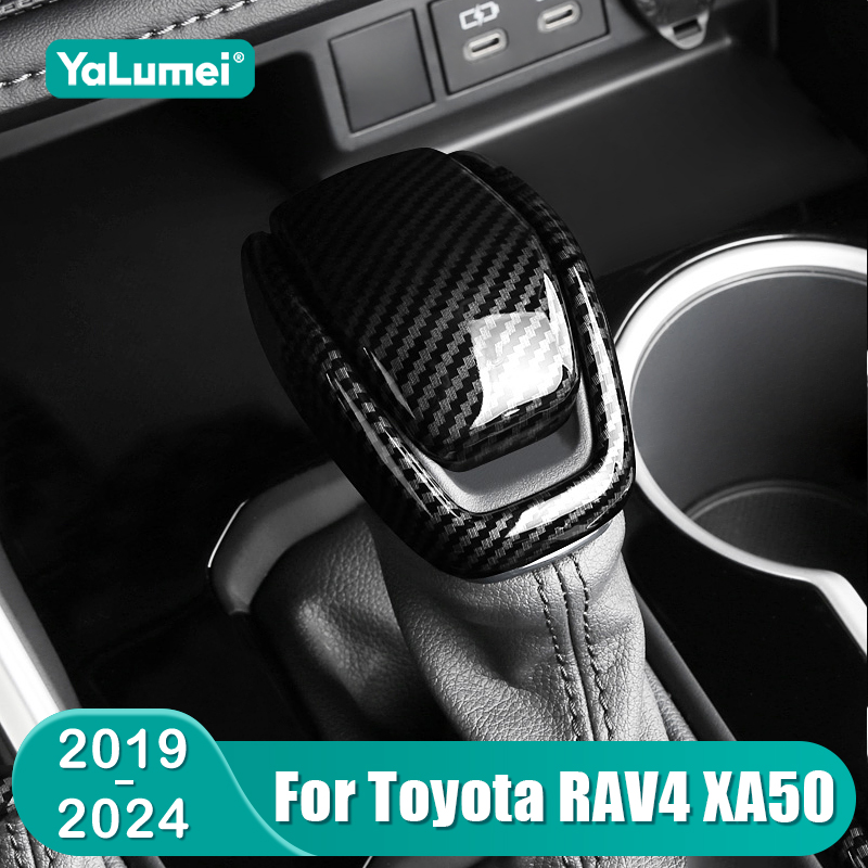 Pour Toyota RAV4 XA50 2019 2020 2021 2022 2023 2024 RAV 4 pommeau de levier de vitesse de voiture hybride couvercle de tête de vitesse garniture ABS accessoires en carbone