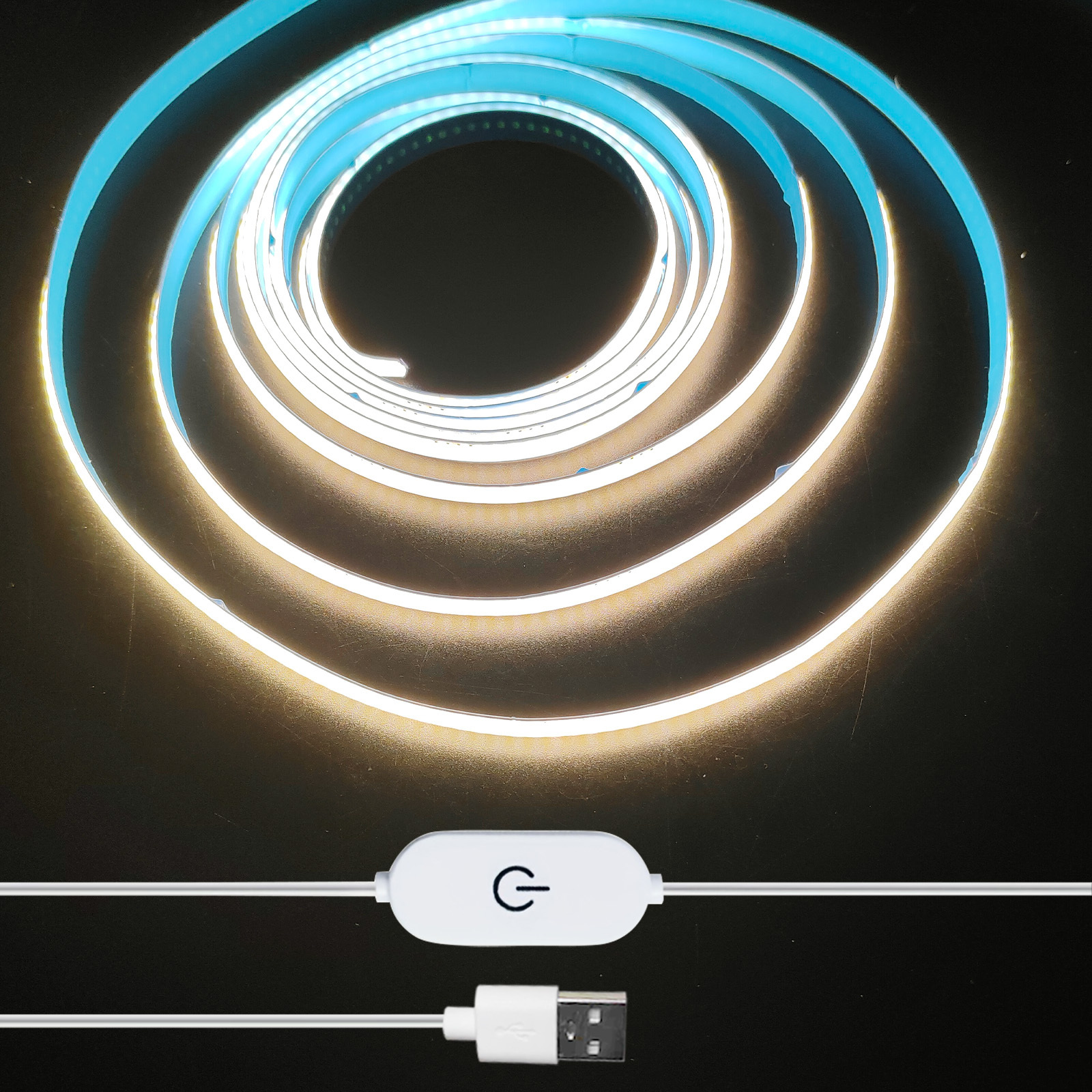 Tira de luces LED COB USB de 5V, cinta de diodo Flexible regulable táctil lineal, luces navideñas para el hogar, retroiluminación de espejo de TV, decoración de habitación