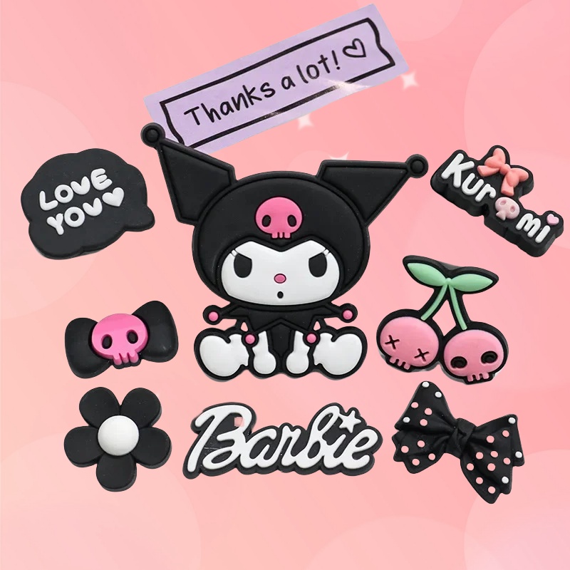 Nuovo Set di Accessori Kuromi per Scarpe, Charm e Fibbie Decorative, Decorazioni per Sandali e Ciabatte, Regalo alla Moda