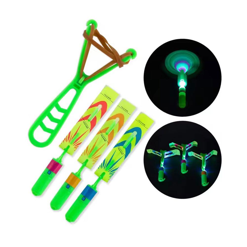 5 hélicoptères volants LED à lance-pierre, jouets fusées lumineuses, cadeaux de fête en plein air, hélicoptères qui brillent dans le noir pour enfants