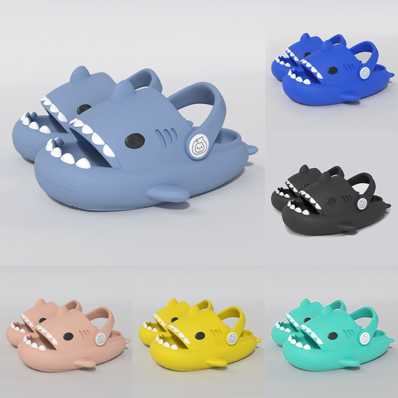 Crianças sandálias crianças chinelos sapatos dos desenhos animados tubarão verão meninos meninas bebê grosso sola macia antiderrapante