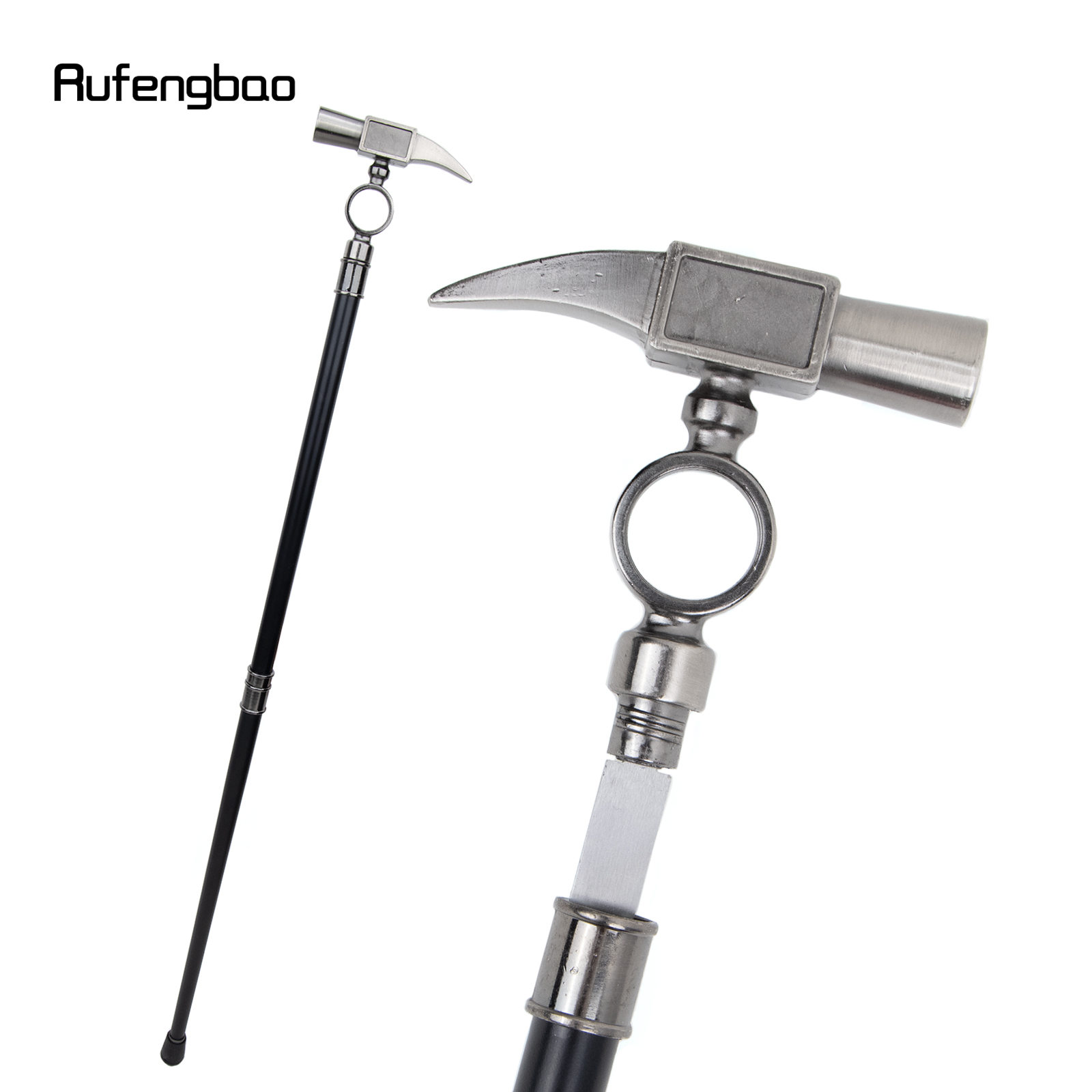 Grote Hamer Wandelstok Met Verborgen Plaat Zelfverdediging Mode Riet Plaat Halloween Cosplay Crosier Vampire Stok 93Cm