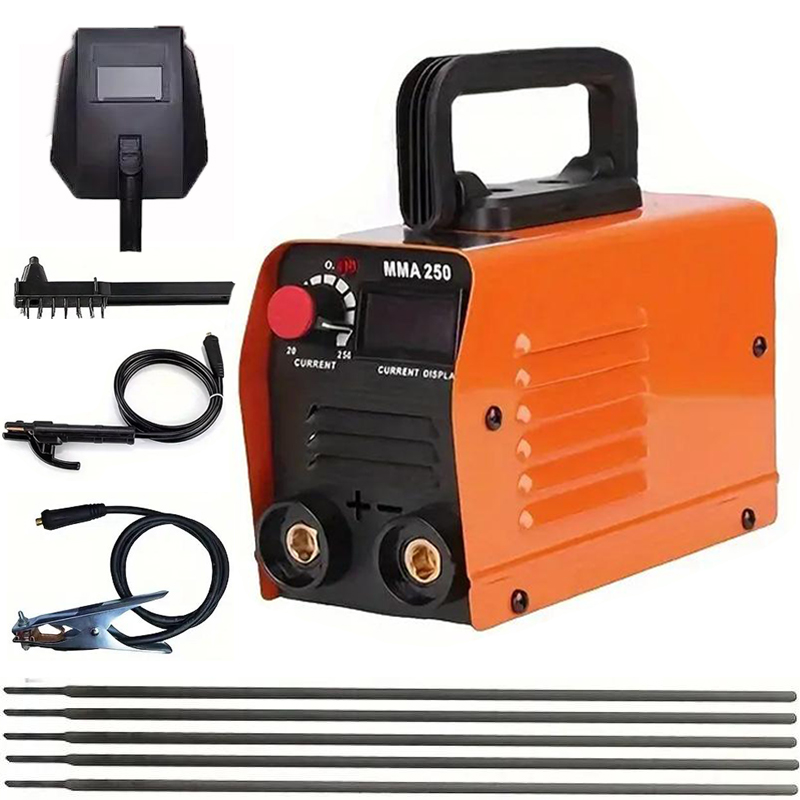 Zestaw spawalniczy MMA-250 IGBT Inverter, Mini spawarka MMA 20-250A z regulacją prądu, przenośny zestaw do samodzielnego montażu, do użytku domowego.