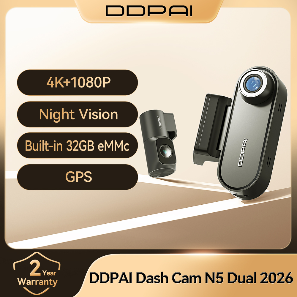 DDPAI N5 Dual 4K HDR Dashcam Vorne Hinten AI NightVIS Kamera WiFi 6 GPS ADAS Sprachsteuerung 24H Parkmodus 32G eMMC Auto-DVR
