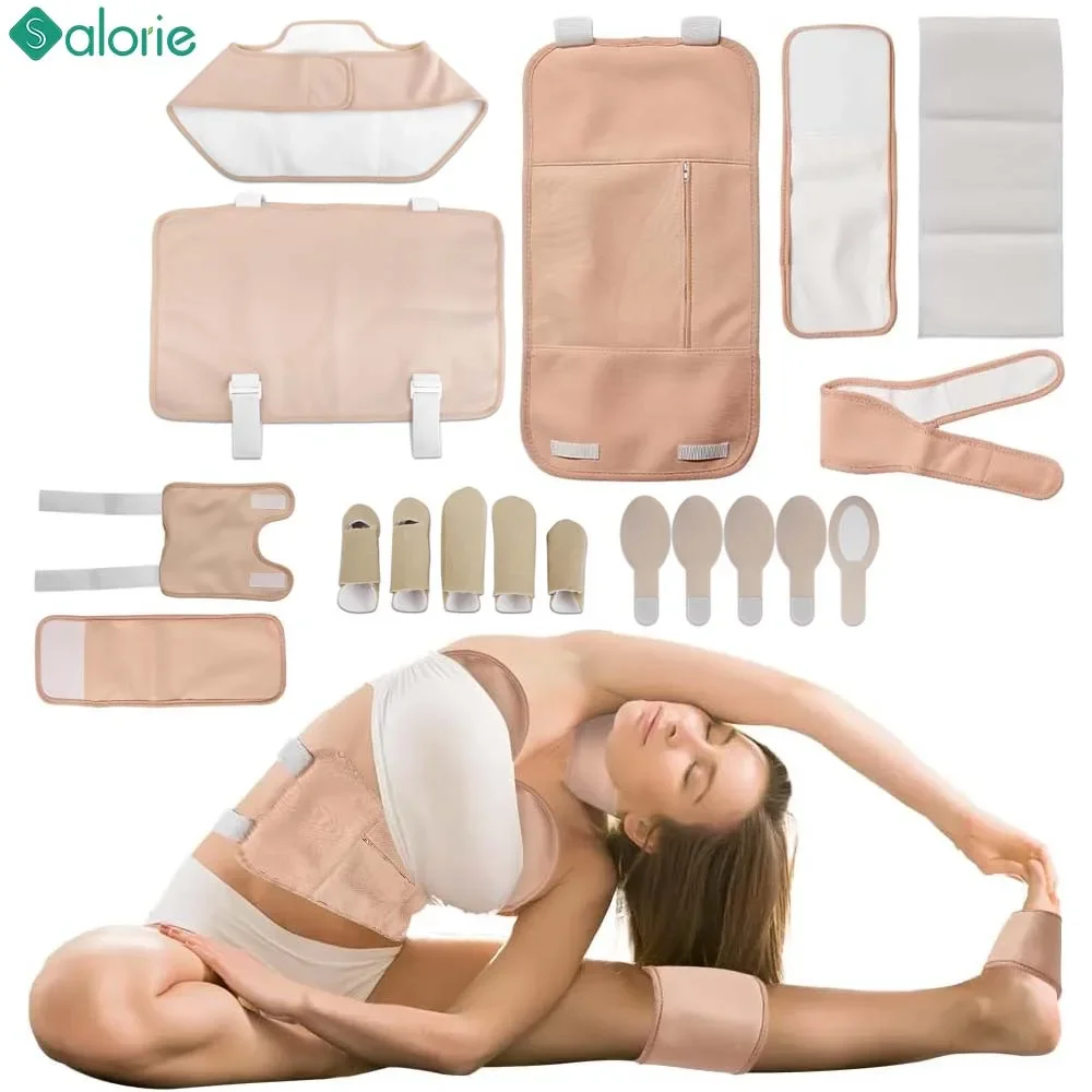 น้ํามันละหุ่งแพ็คห่อReusable Organic Cotton Castor Oil Packsพร้อมสายรัดยืดหยุ่นปรับได้Castor Oil Compress PacksสําหรับBody