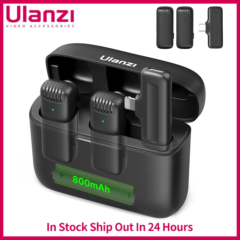 Ulanzi J12 micrófono Lavalier inalámbrico micrófonos de solapa conjunto corto grabación de vídeo Mini micrófono para iPhone Android transmisión en vivo