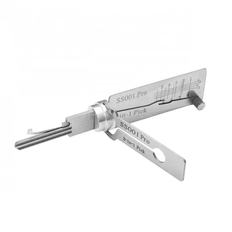 Strumenti da Fabbro Lishi Yale Picks SS001 2 in 1, Decodificatore Chiave Maestra, Decodificatore Micha, Ganci Topolines per Aprire Serrature