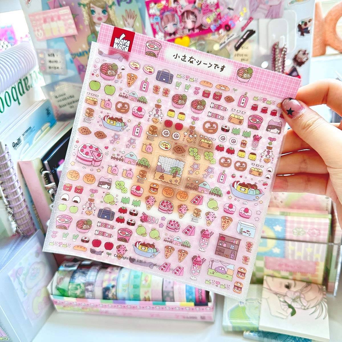 สัตว์น่ารักสติกเกอร์ตกแต่ง Kawaii สติกเกอร์สแควร์สําหรับสมุดภาพเครื่องเขียน DIY ศิลปะหัตถกรรมอัลบั้มวัสดุสติกเกอร์