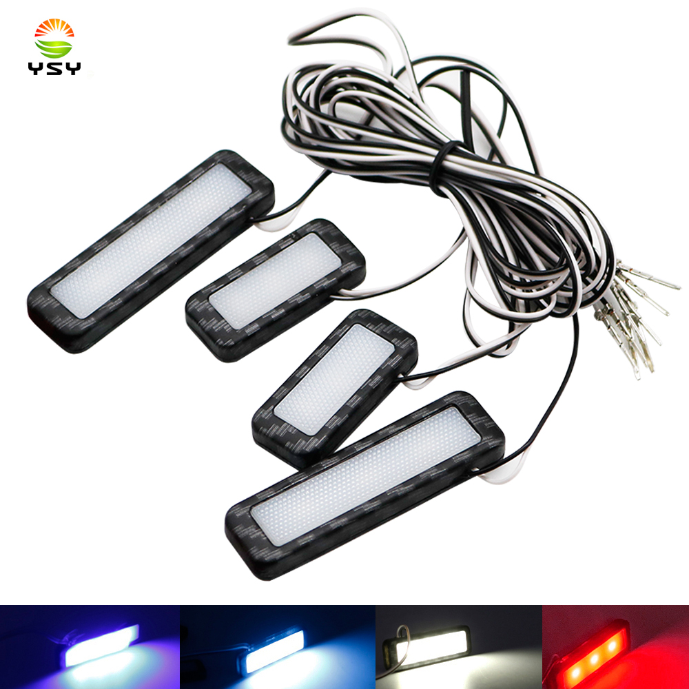 4Pcs Armrest ภายในประตูมือจับไฟประดับรถยนต์ LED ภายในรถชาม Universal Auto บรรยากาศโคมไฟตกแต่ง