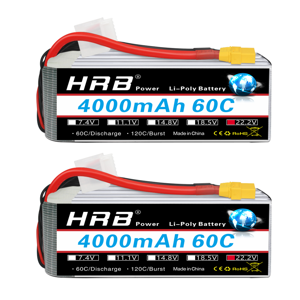 1/2szt HRB 6S Lipo Battery 22.2V 4000mah Drone Battery 60C XT90 Connector EC5 Plug for RC Car Drones RC Helicopter Airplane