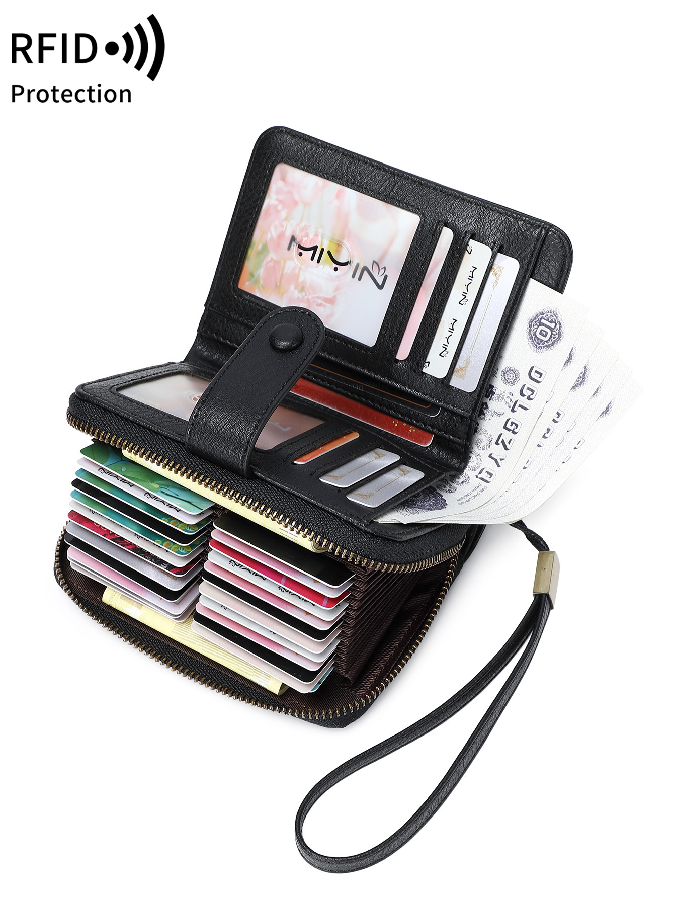 MIYIN Ретро большой емкости RFID экранированный женский короткий кошелек с несколькими слотами для карт орган сумка для кредитных карт многофункциональный нулевой кошелек