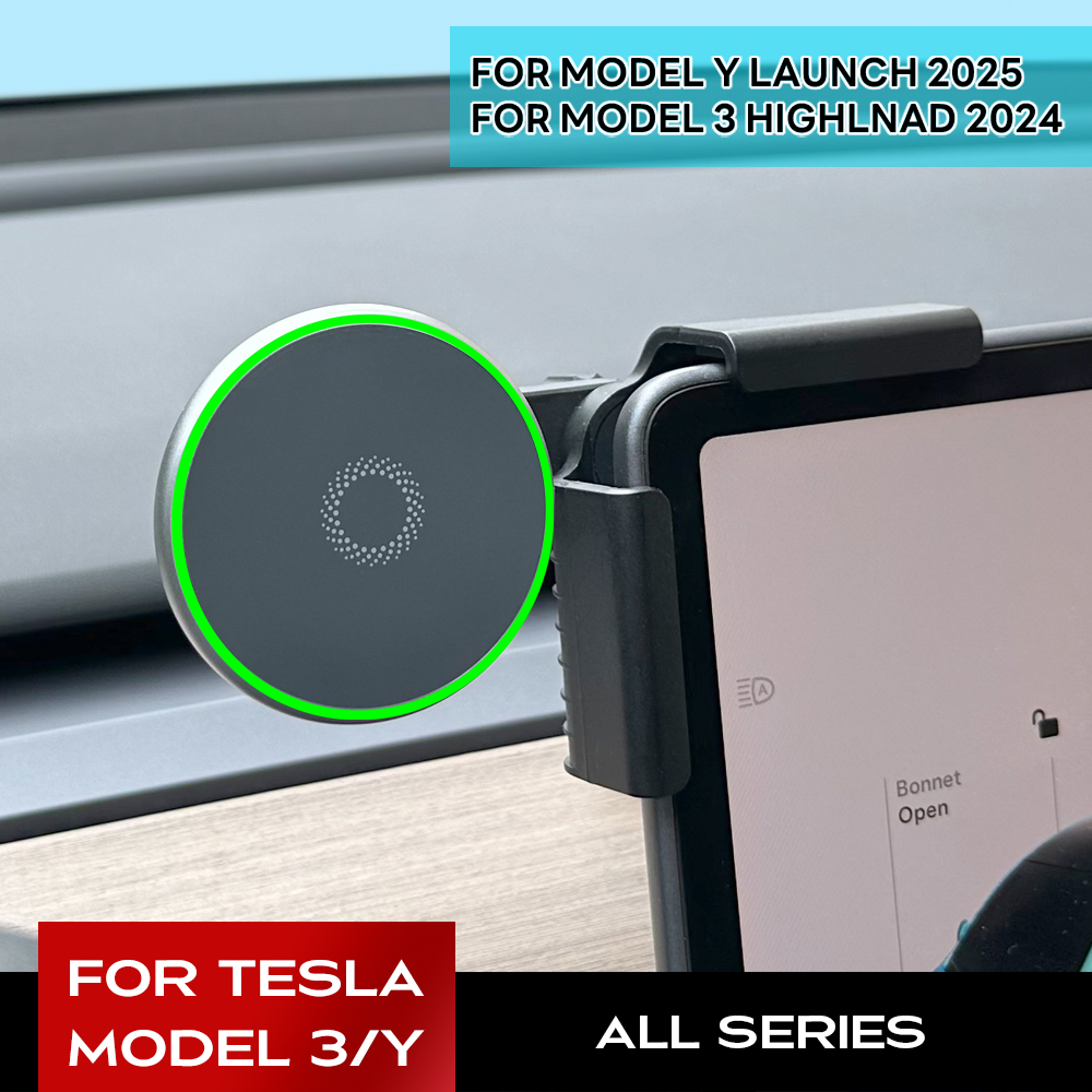 Suporte de montagem do telefone do carro 15w magnético magsafe carregador sem fio para tesla modelo 3 y highland lance juniper acessórios 2025 2024