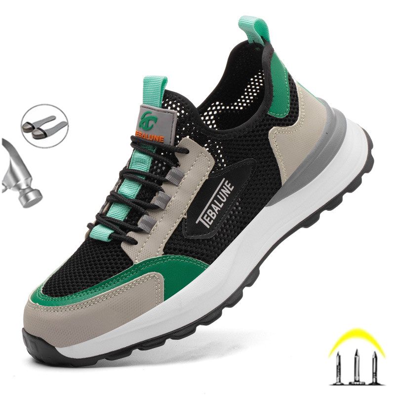 Plastic neus Zomer ademende arbeidsschoenen Composiet neus Onverwoestbare veiligheidslaarzen Sneakers Lichtgewicht herenschoenen