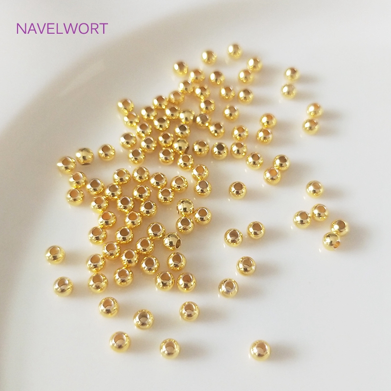 18K Vergulde 2mm-6mm Ronde Spacer Kralen Voor Armband Maken, Kralen Afscheiders, Messing Kralen Voor Sieraden Maken, DIY Accessoires