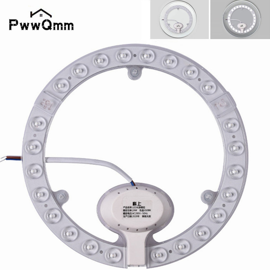 Panel LED w kształcie pierścienia, lampa okrągła 36W 24W 18W 12W, zimna biel, AC220V-240V, okrągła płytka sufitowa, okrągła płytka lampy, żarówka.