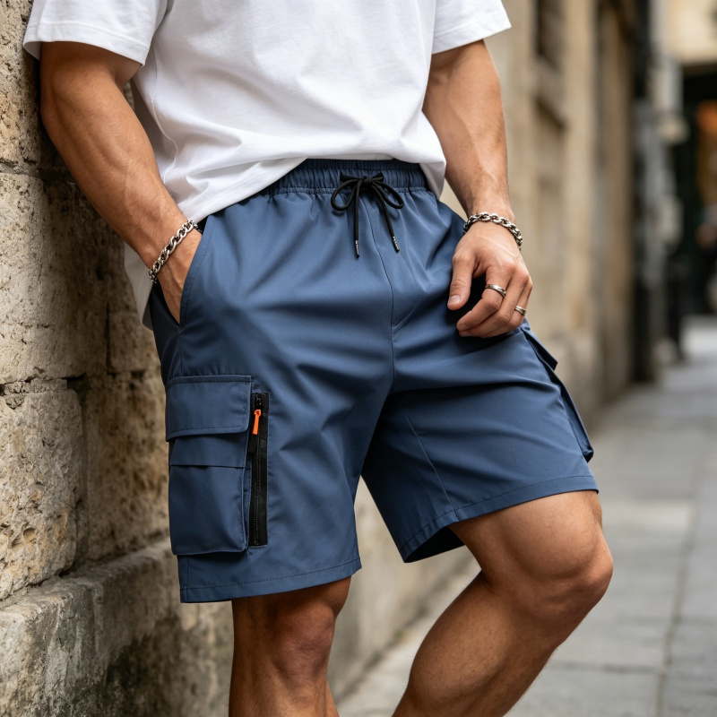 Work Casual Shorts Men's Loose Outdoor Shorts Black Man Boxers Luxury Brand Clothing Bermuda Fishing Male Jeans Cargo Blue