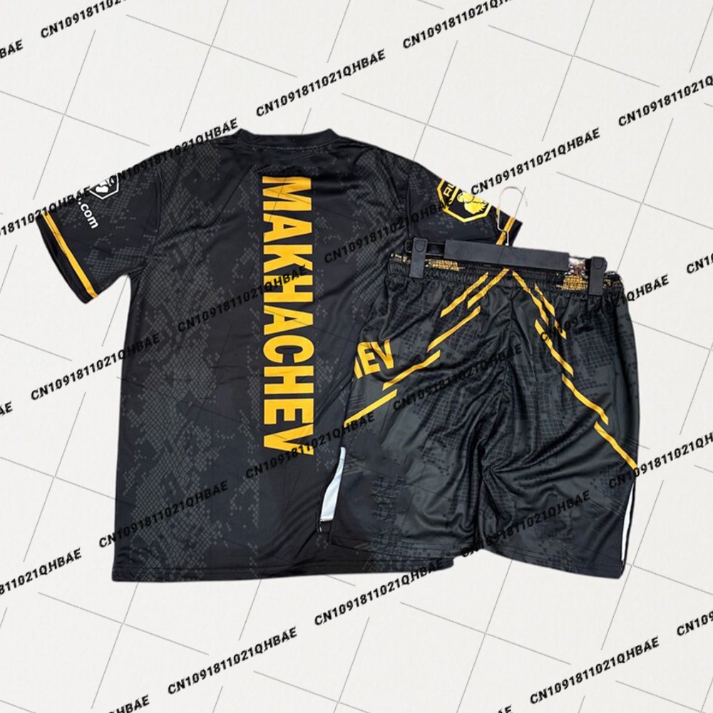 ชุดเสื้อยืดและกางเกงขาสั้นสำหรับผู้ชาย ลายอิสลาม มากาเชฟ สำหรับกีฬา MMA แบบ Octagonal Cage เหมาะสำหรับการฝึกซ้อม วิ่ง และต่อสู้ แห้งเร็ว