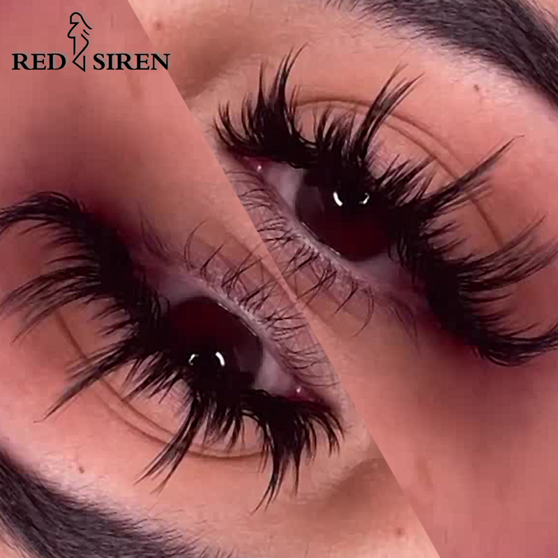 สีแดงไซเรน Eyelashes New Design เปียกมังงะขนตาเกาหลีแต่งหน้าแฟชั่นยาวหนาขนตาปลอมธรรมชาติ