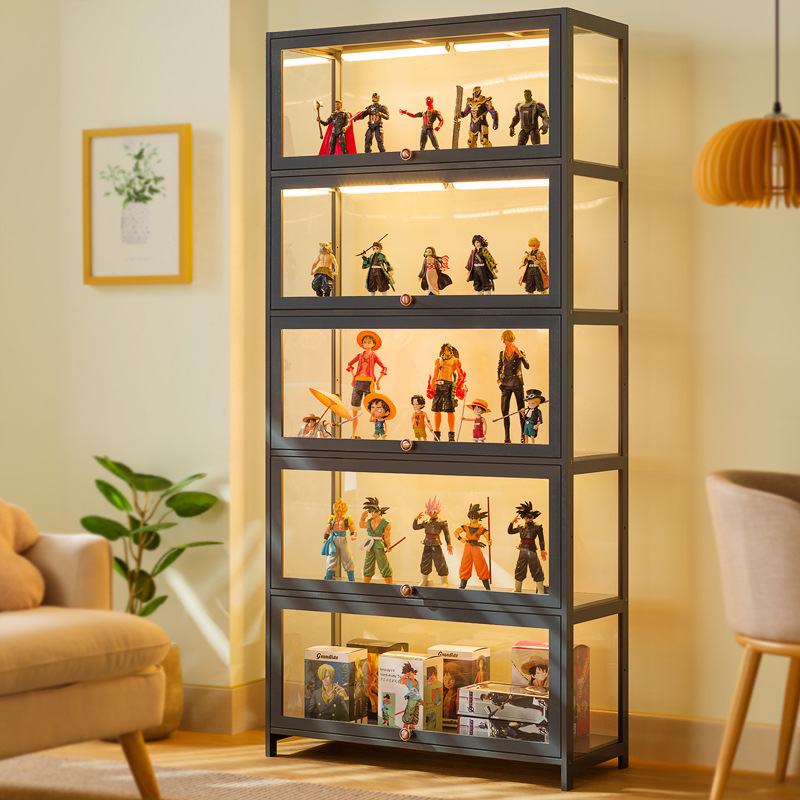 รูปตู้โชว์เลียนแบบแก้วโปร่งใสป้องกันฝุ่นจอแสดงผลตู้ Lego ของเล่นอะคริลิคกล่องเก็บตู้หนังสือชั้นวาง