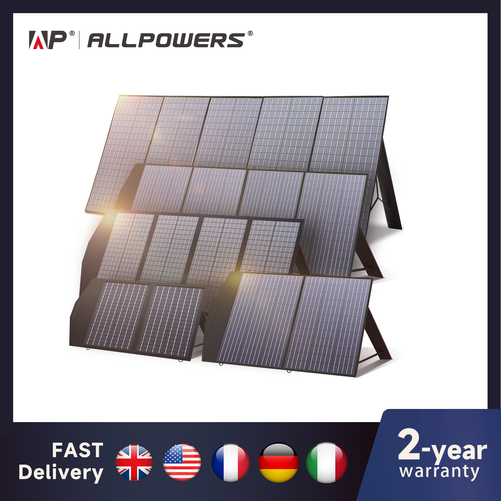 ALLPOWERS pengisi daya surya, Panel surya lipat tahan air portabel untuk berkemah, atap taman RV 400W / 200W / 140W / 100W / 60W