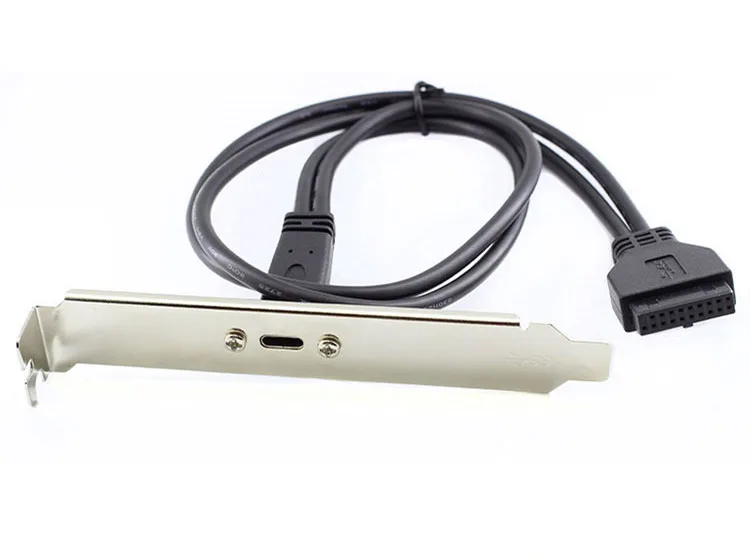 Cable de extensión USB 3,0 de 20 pines hembra a tipo C, Cable ATX, placa base con soporte de Panel negro para escritorio