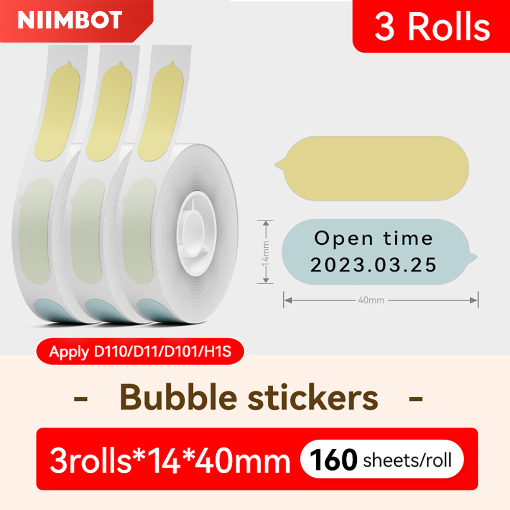 3 Rollen farbiges Thermo-Etikettenpapier, selbstklebender Aufkleber für Niimbot D11 D110 D101 H1S Home-Office-Drucker