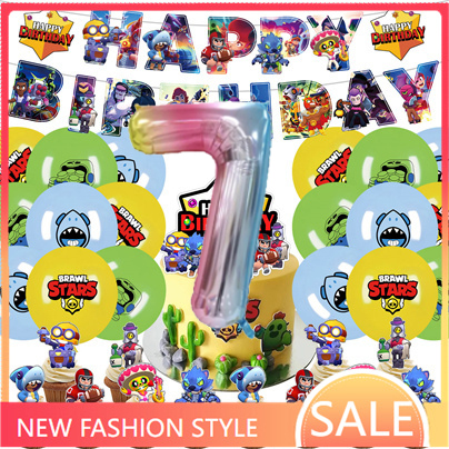 Figuras de Anime de 7 años, decoraciones para fiesta de cumpleaños, llavero, suministros, globos, juegos de vajilla desechables para niños, taza de regalo