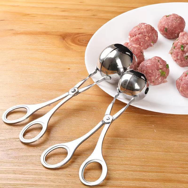 Ferramenta para fazer bola de carne, clipe de aço inoxidável, redondo, modelador de bola de arroz, colher, molde para fazer almôndegas, antiaderente, aparelho de cozinha recheado.