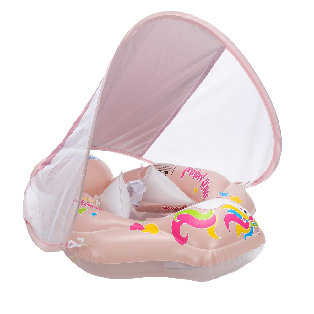 Anneau flottant de natation pour nourrissons, avec auvent, jouet de bain gonflable pour enfants, anneau flottant circulaire d'été pour tout-petits, accessoire de piscine pour bébés