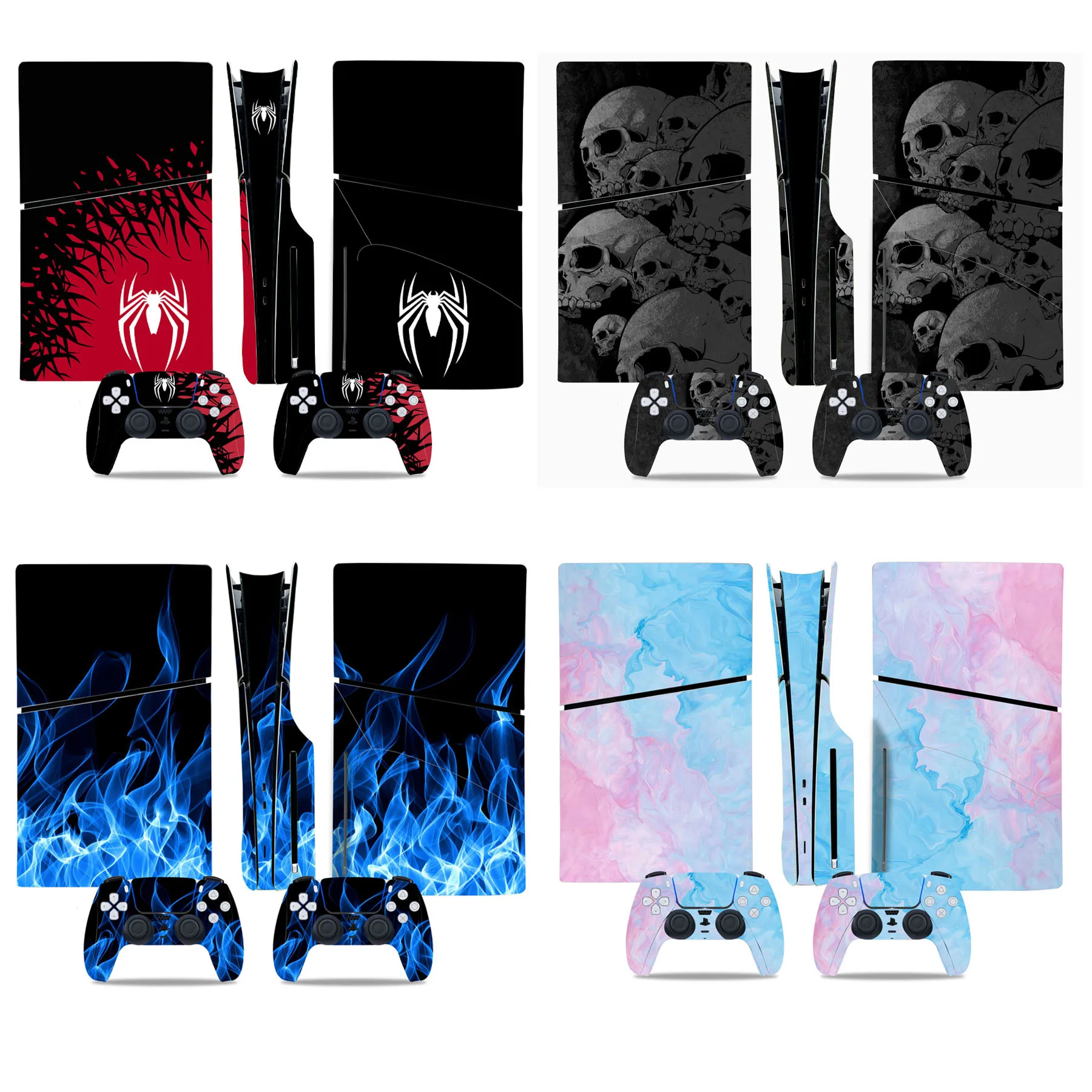 Design Full Body Vinyl Spider Skin Stickers Protective Cover for PS5 Slim Disc Edition Digital Version Console and Controllers