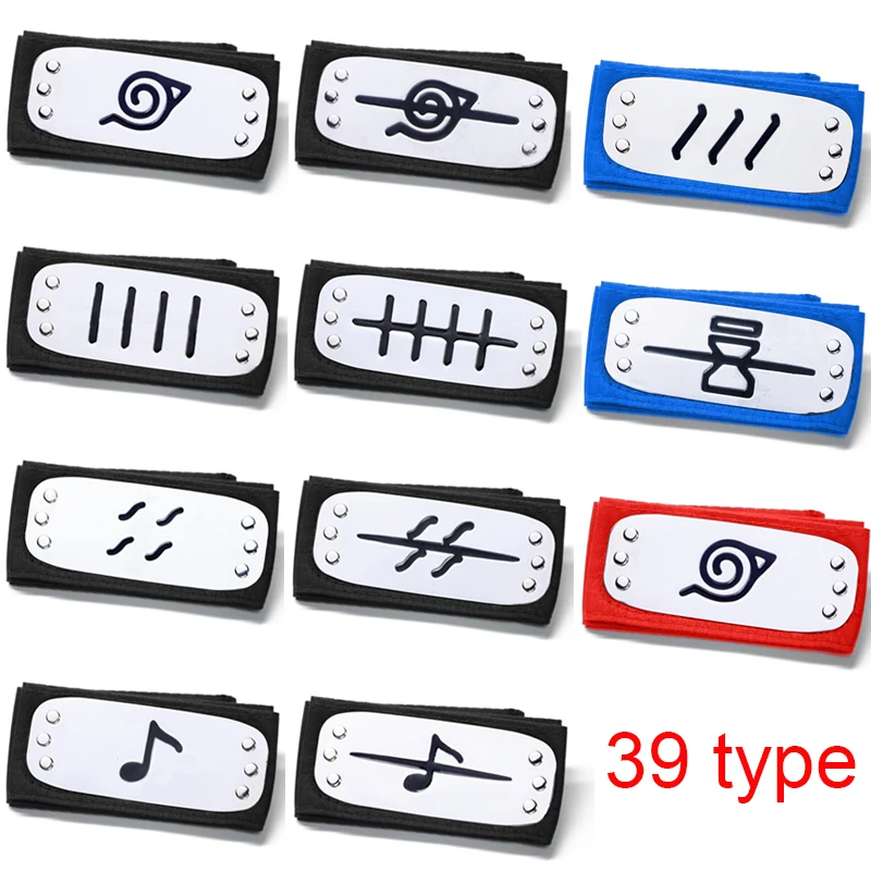 Naruto Shippuden Anime Cosplay Forehead Headband Uzumaki Uchiha Sasuke Kakashi Action Figurs Headband Toys Model Cos Juguetes
