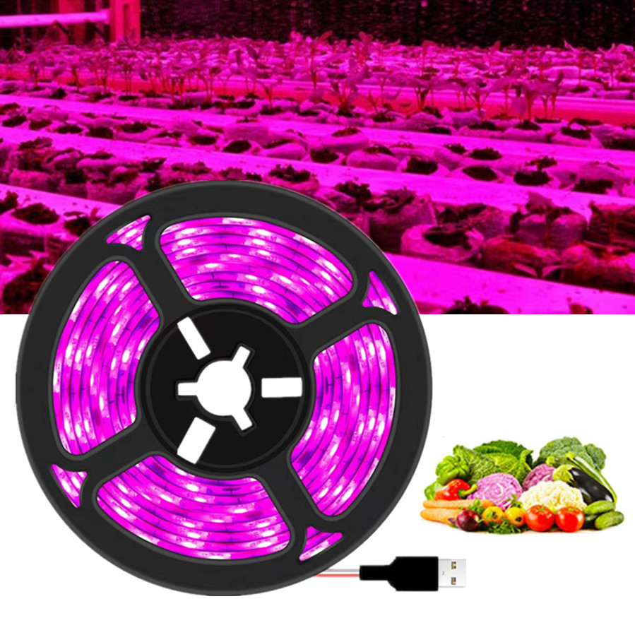 DC 5V USB LED 成長ライトフルスペクトル 1-5 メートル植物ライト成長 LED ストリップ植物ランプ野菜花苗成長テント用