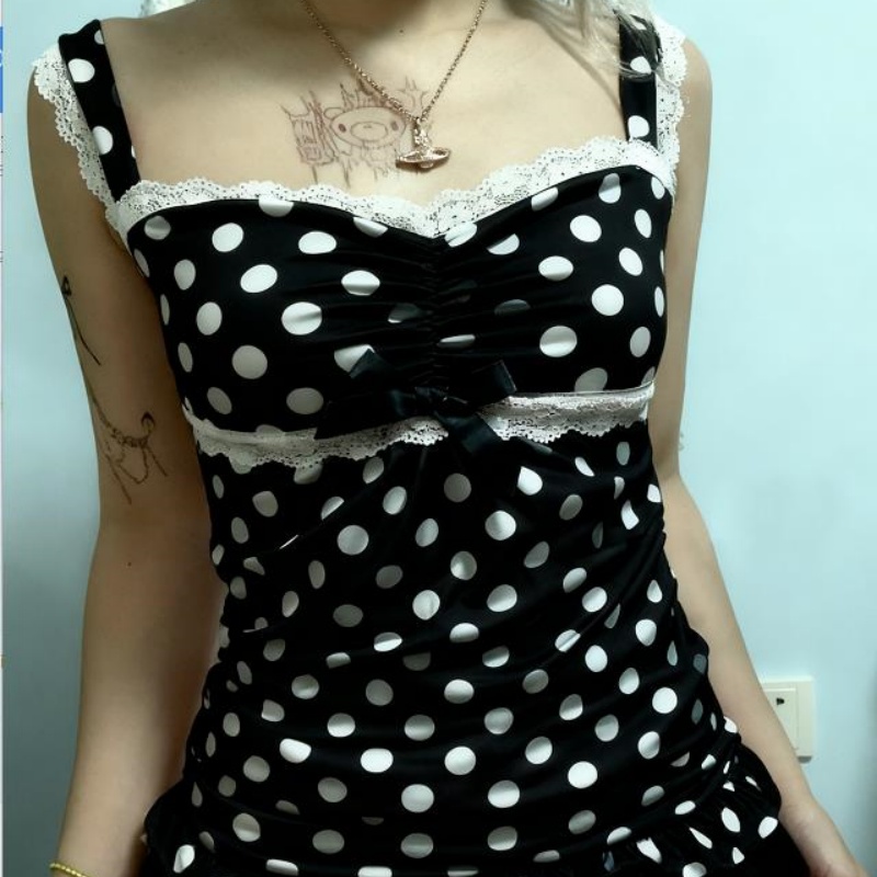 Camisetas de Renda Fairycore dos Anos 00 para Mulheres, Camisetas de Manga Longa com Decote em V, Ajuste Slim, Com Laço Kawaii, Coletes Sem Mangas Milkmaid