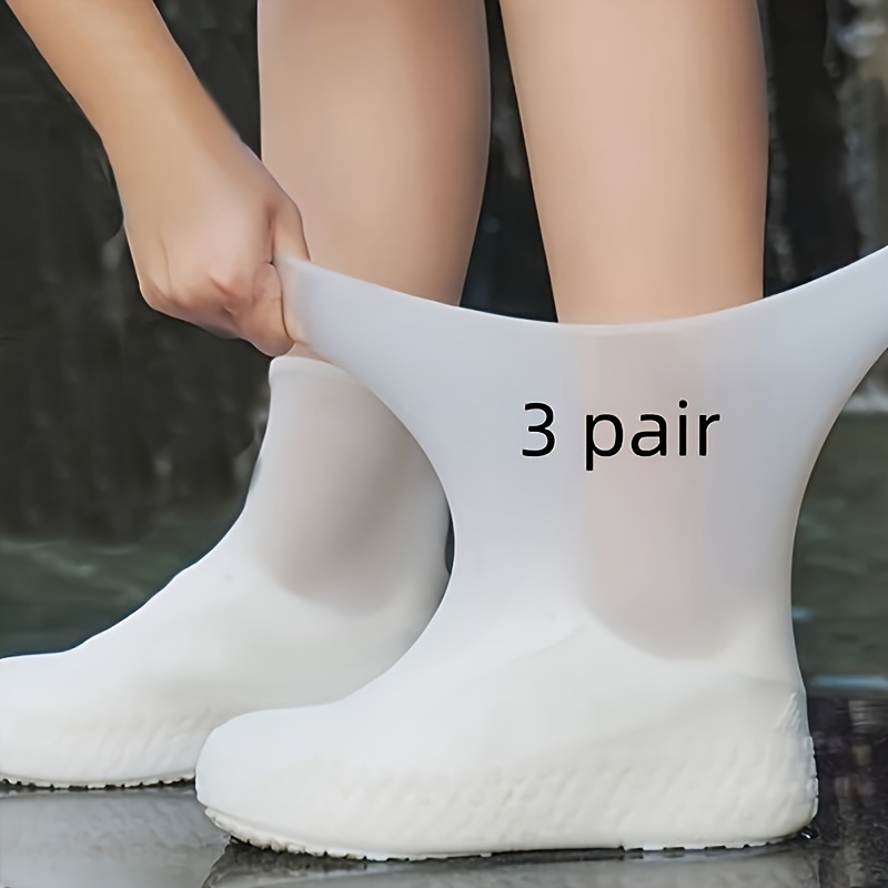 3 Pairs Boots Waterproof Shoe Cover Unisex Shoes Protectors Elastic Wear-resistant Boots Outdoor Reusable Rainy Days Shoe Cover