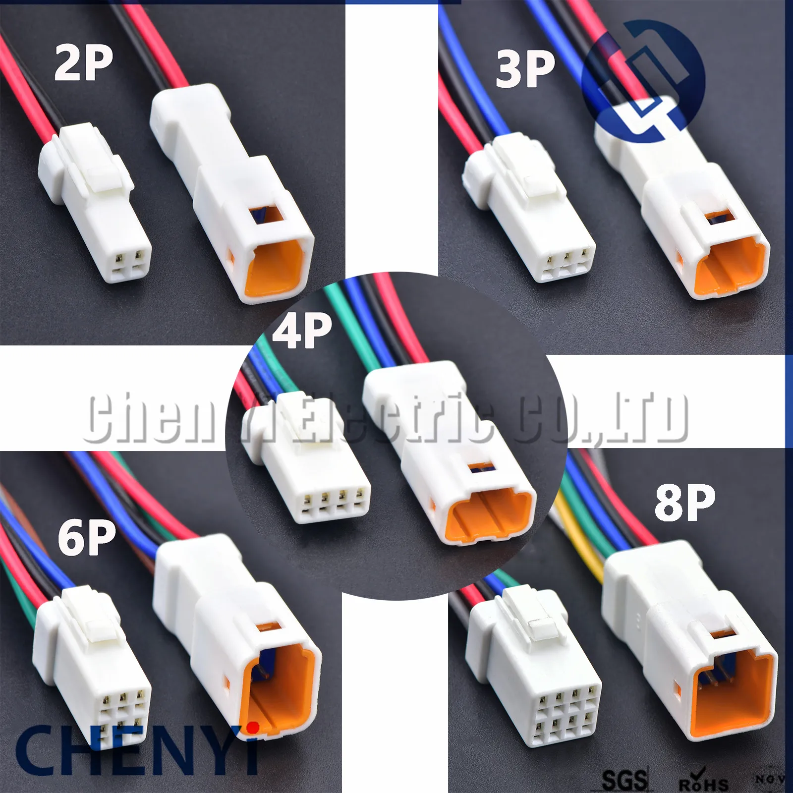2 3 4 6 8 Pin JWPF-VSLE-S JWPF-VSLE-D Auto Waterproof Electronic Connector Wire Harness Butt Plug JST-02T 02R Black or white