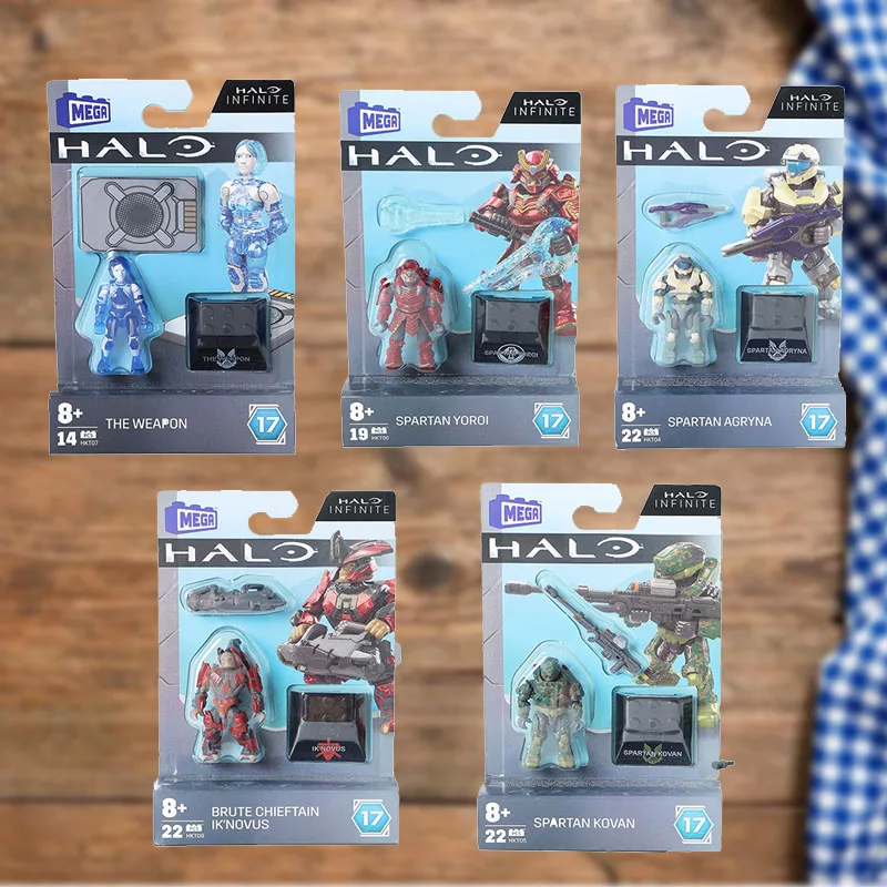 HKT06 Infinito Mega Bloks Construx Universo Heróis Série 17 Espartano Yoroi Kovan Agryna Brute Chefe Ik'novus Blocos Brinquedo