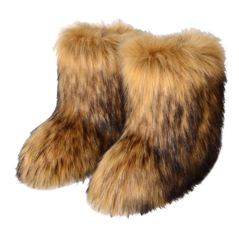 Y2k botas de neve de inverno das mulheres ao ar livre luxo peludo pele de raposa do falso nova moda botas womanplush sapatos de plataforma quente bottes