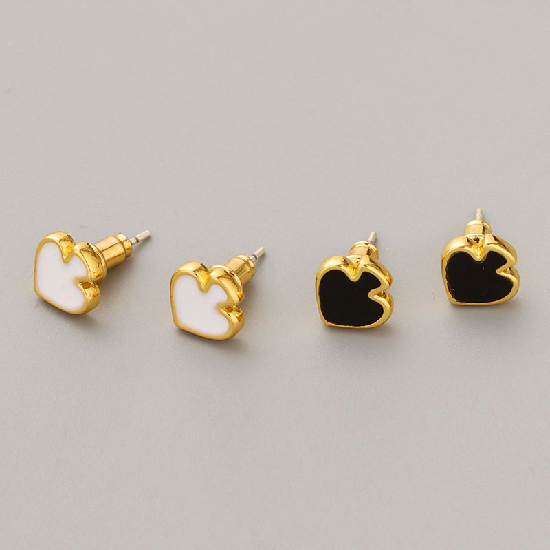 Boucles d'oreilles clous en émail, motif pique et cœur, mignonnes et romantiques, en cuivre doré, accessoires de mode de haute qualité, collection Printemps-Été