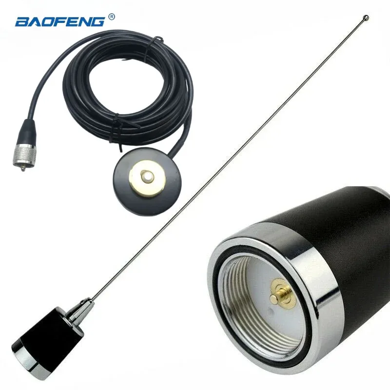 Antena NMO de 144/430MHz con Base de montaje magnético NMO de 7,5 CM con Cable Coaxial conector de PL-259 de 5M para Radio móvil de coche QYT TYT