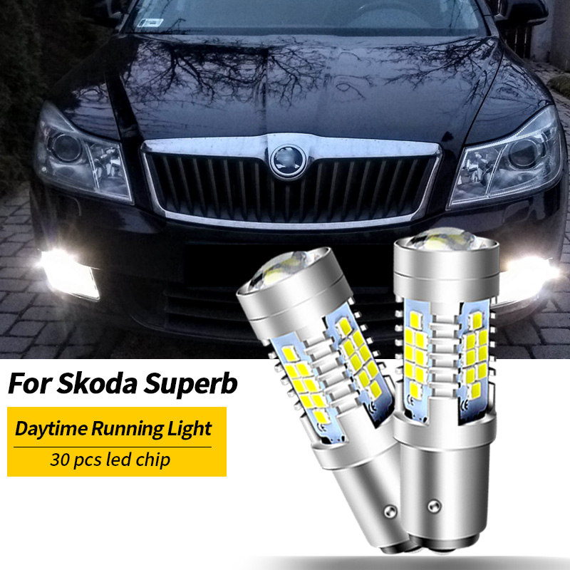 2 ชิ้น 3600LM Canbus P21W 1156 BA15S หลอดไฟ LED สําหรับ Skoda Superb Octavia 2 ชั้น 2010 2011 2012 2013 LED ไฟวิ่งกลางวัน DRL โคมไฟ