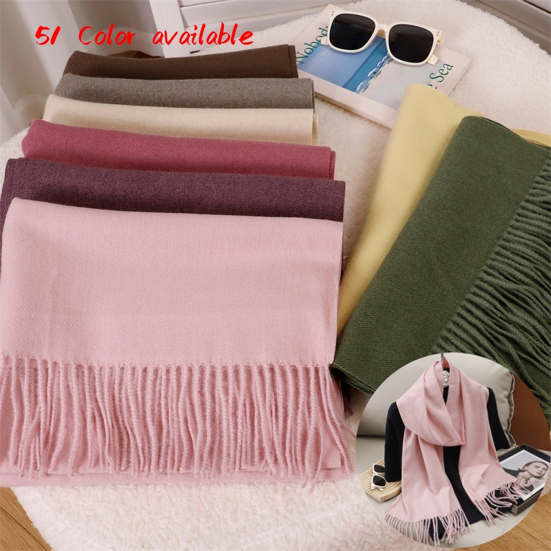 30*180 cm Effen Kleur Vrouwen Winter Sjaal Warm Dikker Kasjmier Sjaal Outdoor Kwasten Pashmina Lady Wrap Winddicht Sjaals luxe