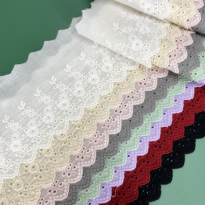 Tessuto Decorativo in Cotone con Ricamo a Crisantemo Fatto a Mano, Larghezza 11cm, 5 Iarde/Lotto, per Tende e Divani X494