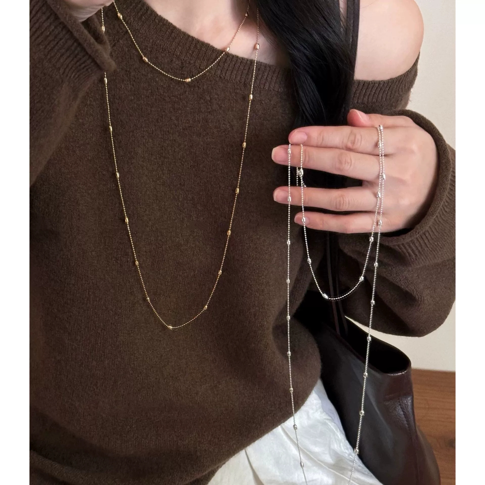 Vintage Gold Silver Color Double Layered Long Stacking Choker Temperament Chain Necklace For Women Fashion Trendy New Jewelry