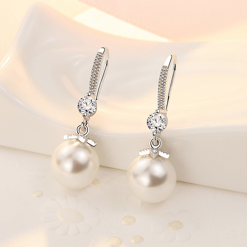Boucles d'oreilles fines en argent Sterling 925, cristal de luxe, perles en Zircon, breloques pour femmes, bijoux de fiançailles, cadeau de mariage