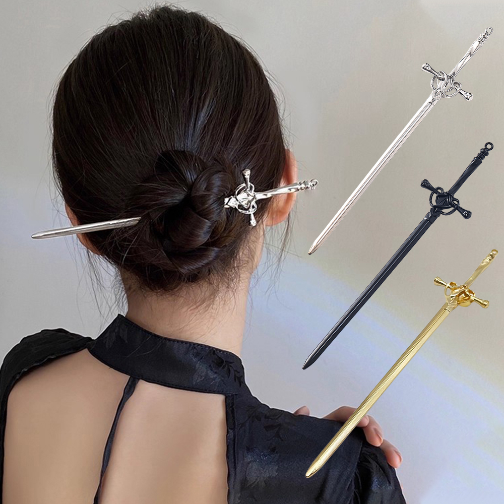 DIY Creatieve Zwaard Haar Stok Haarspelden Hoofddeksels Chinese Stijl Zwaard Haar Vork Broodjes Punk Haarspeld Vrouwen Trendy Haaraccessoires