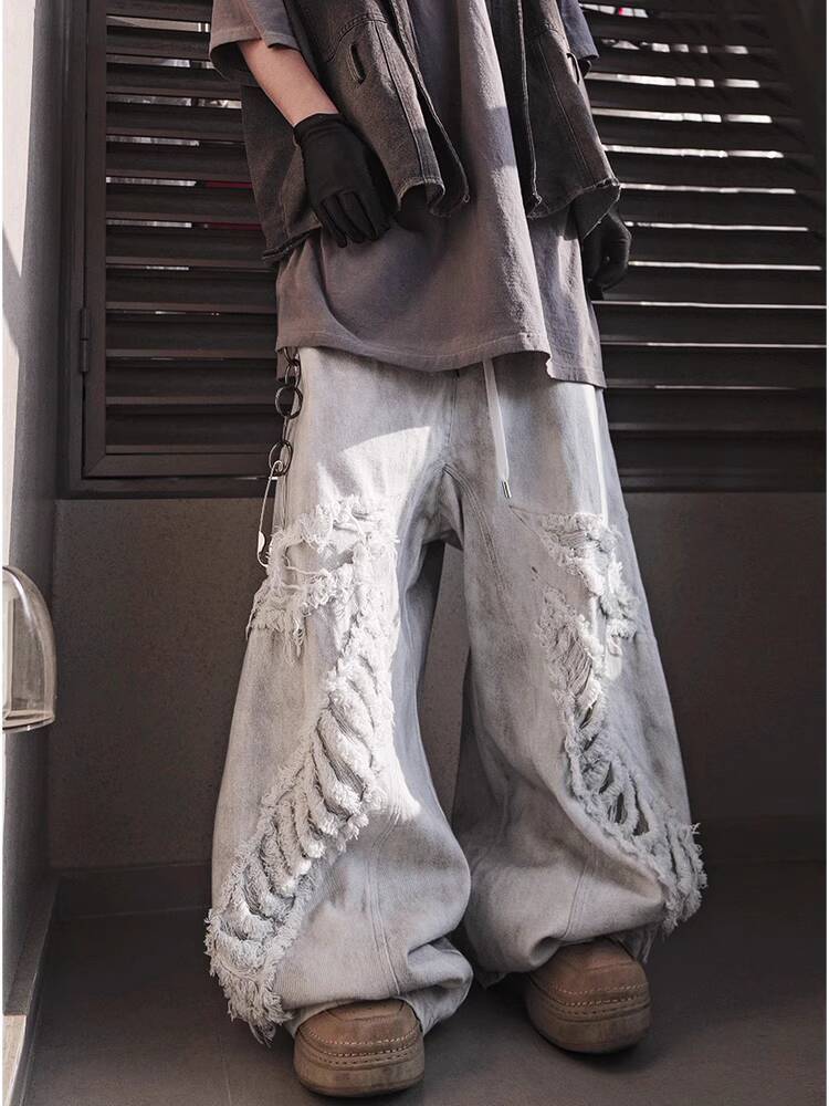 Jean unisexe, rétro, Vintage, blanc, teint en boue, Hip Hop, Style Wasteland, pantalon droit à jambes larges, nouvelle collection 2025